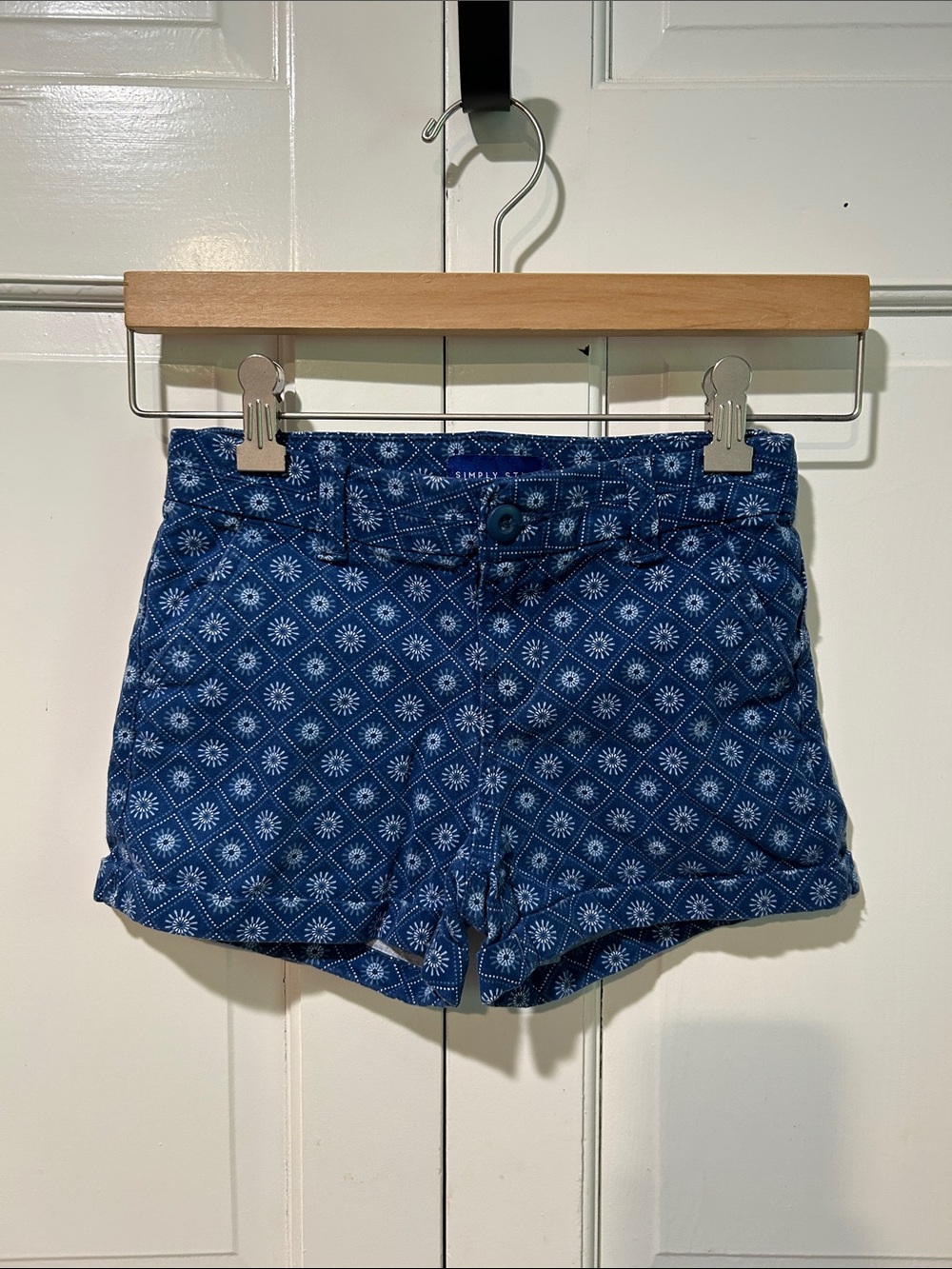 Simply Styled Navy Diamond Print Cotton Shorts